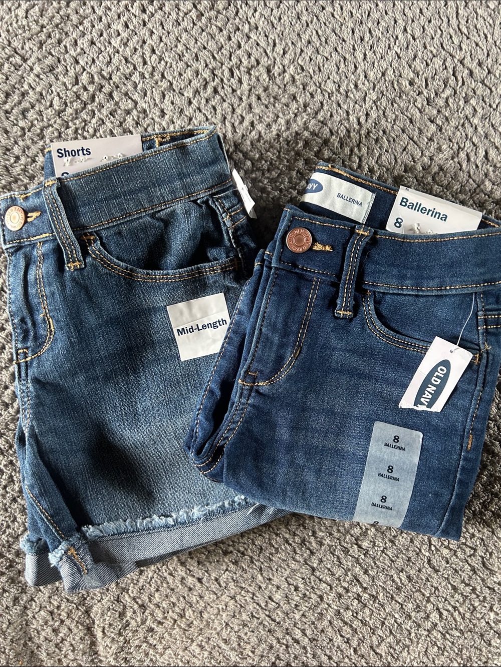 Old Navy Girls' Denim Shorts in Dark and Medium Blue